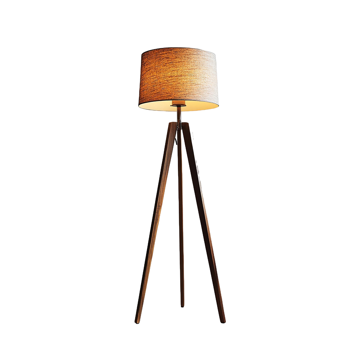 Wood Tripod Fabric Shade Floor Lamp