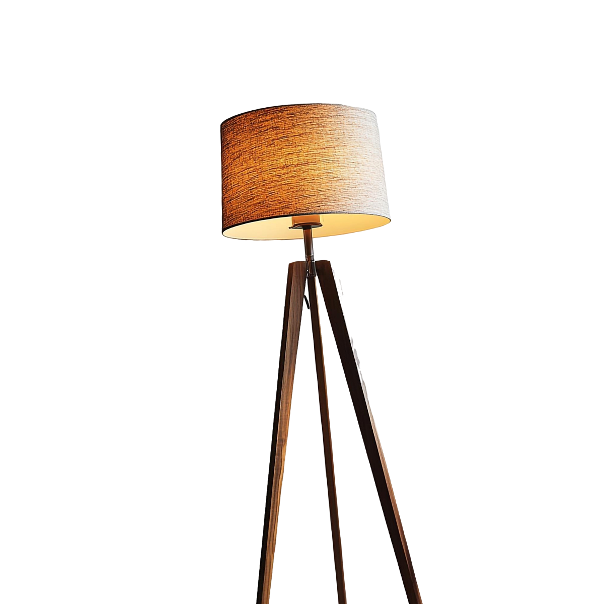 Wood Tripod Fabric Shade Floor Lamp