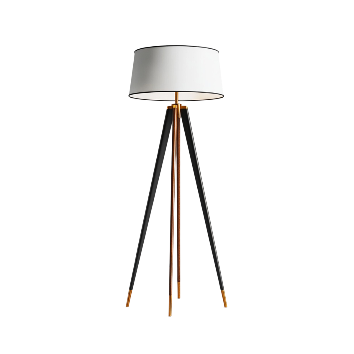 Wood Tripod Drum Shade Floor Lamp