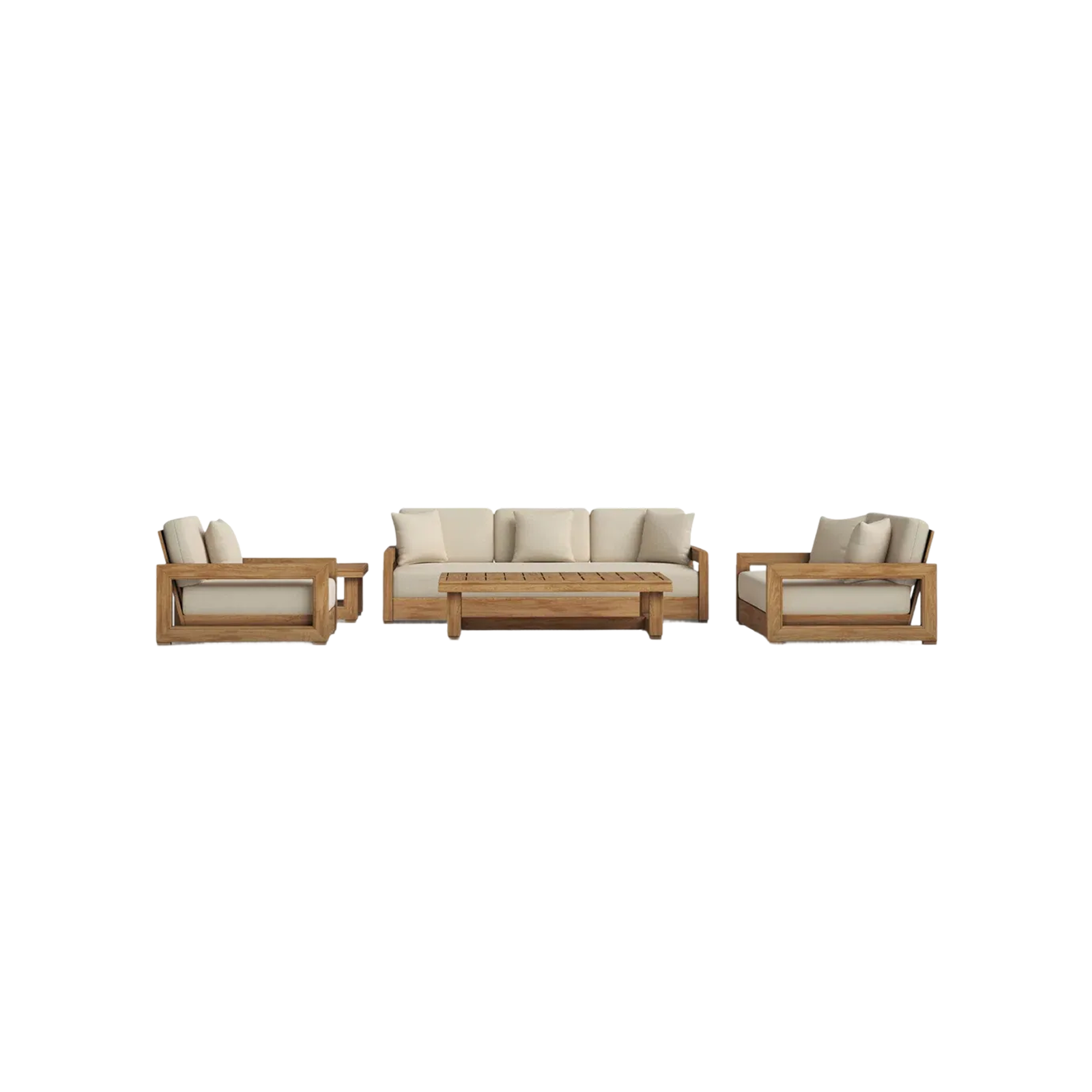 Acacia Wood Patio Set with Beige Cushions