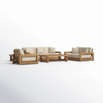 Acacia Wood Patio Set with Beige Cushions