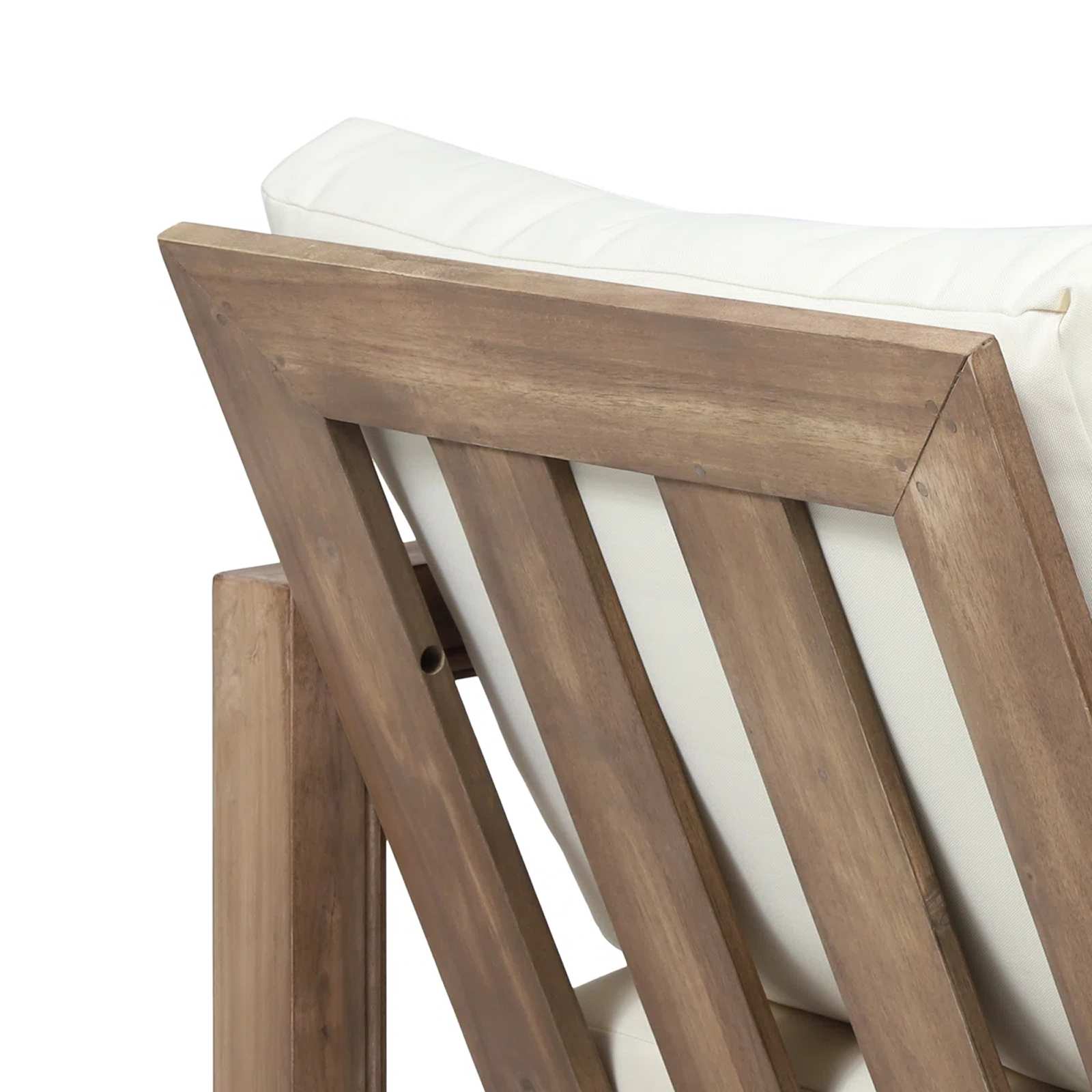 Dark Wood Outdoor Lounge Set with White Cushions