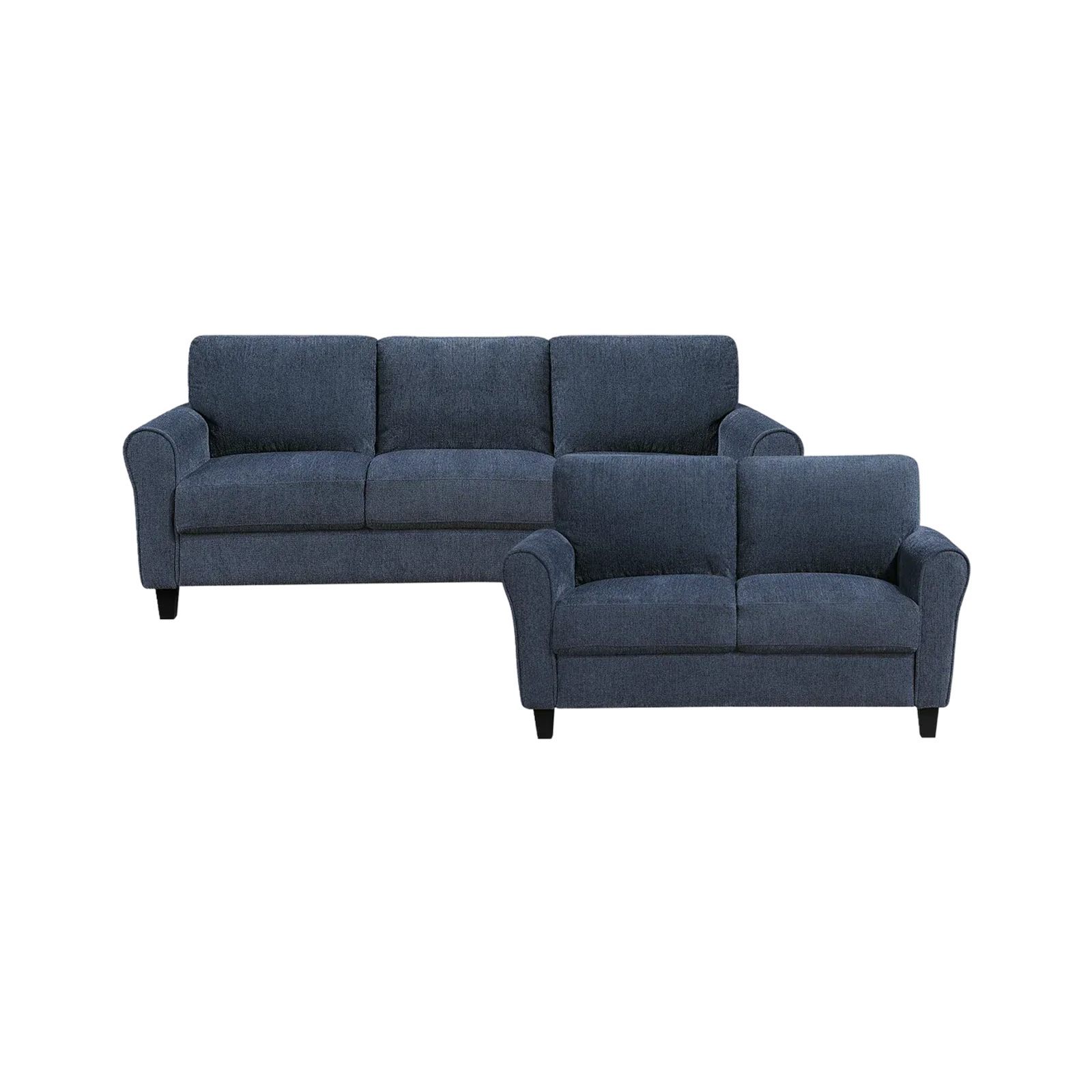 Navy Blue Velvet-Feel 3 + 2 Living Room Set