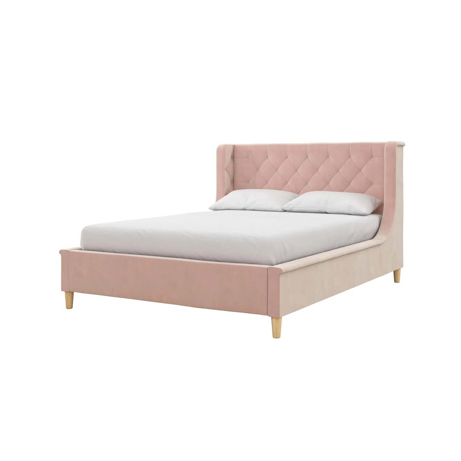 Pink Upholstery Queen Bed Frame