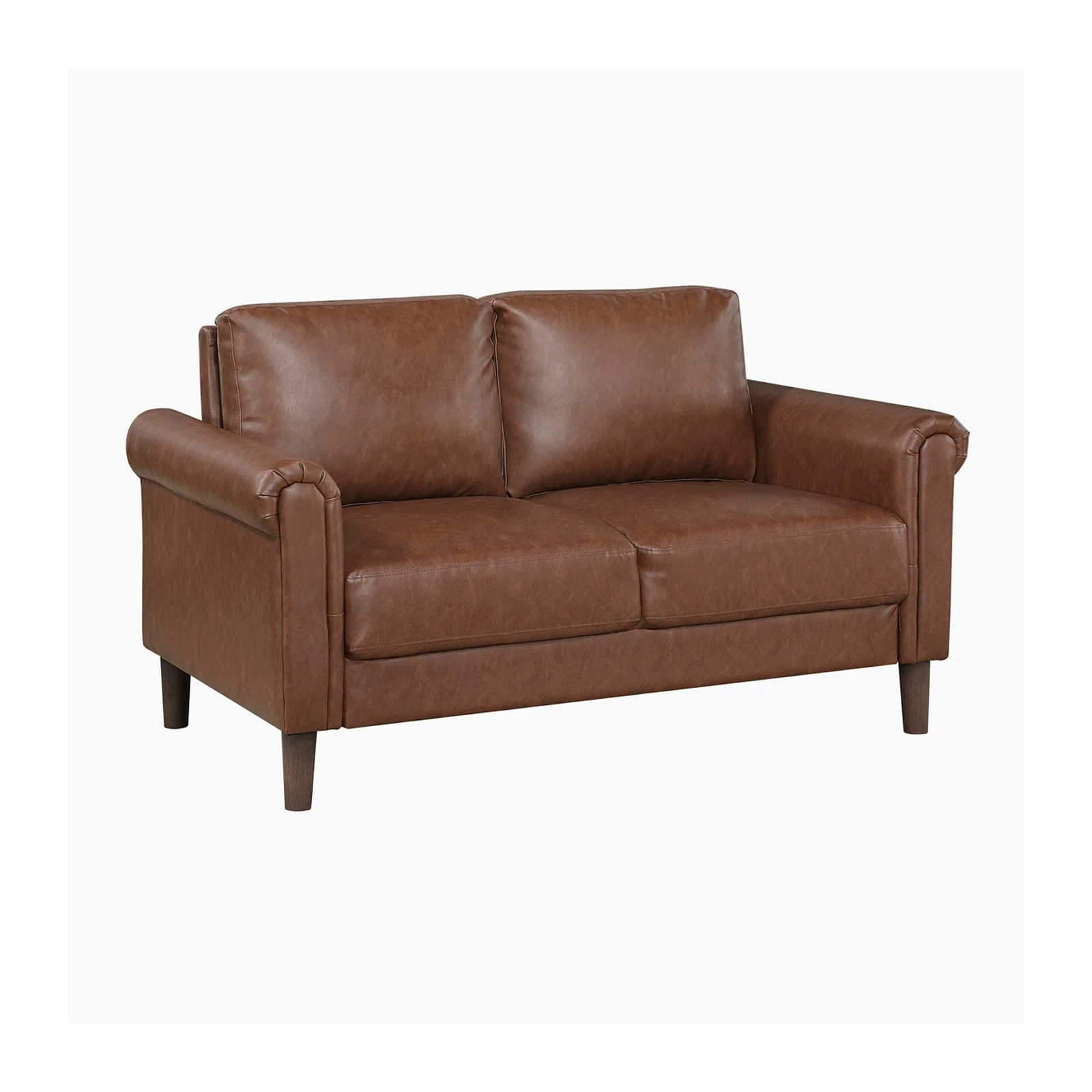 Classic Brown Faux Leather 3 + 2 Sofa Set
