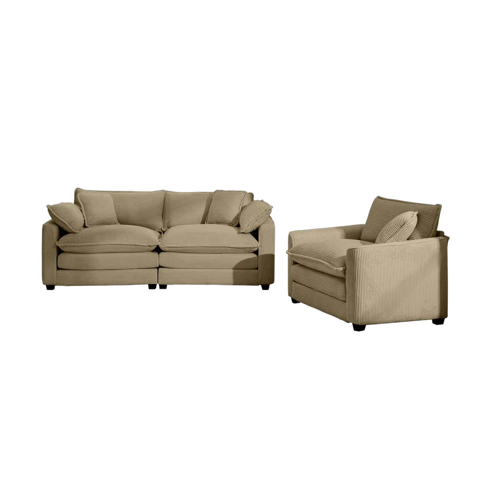 Beige Classic Rolled Arm 3 + 1 Sofa Set