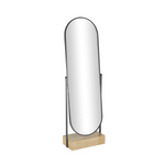 Freestanding Oval Full-Length Mirror with Wooden Base