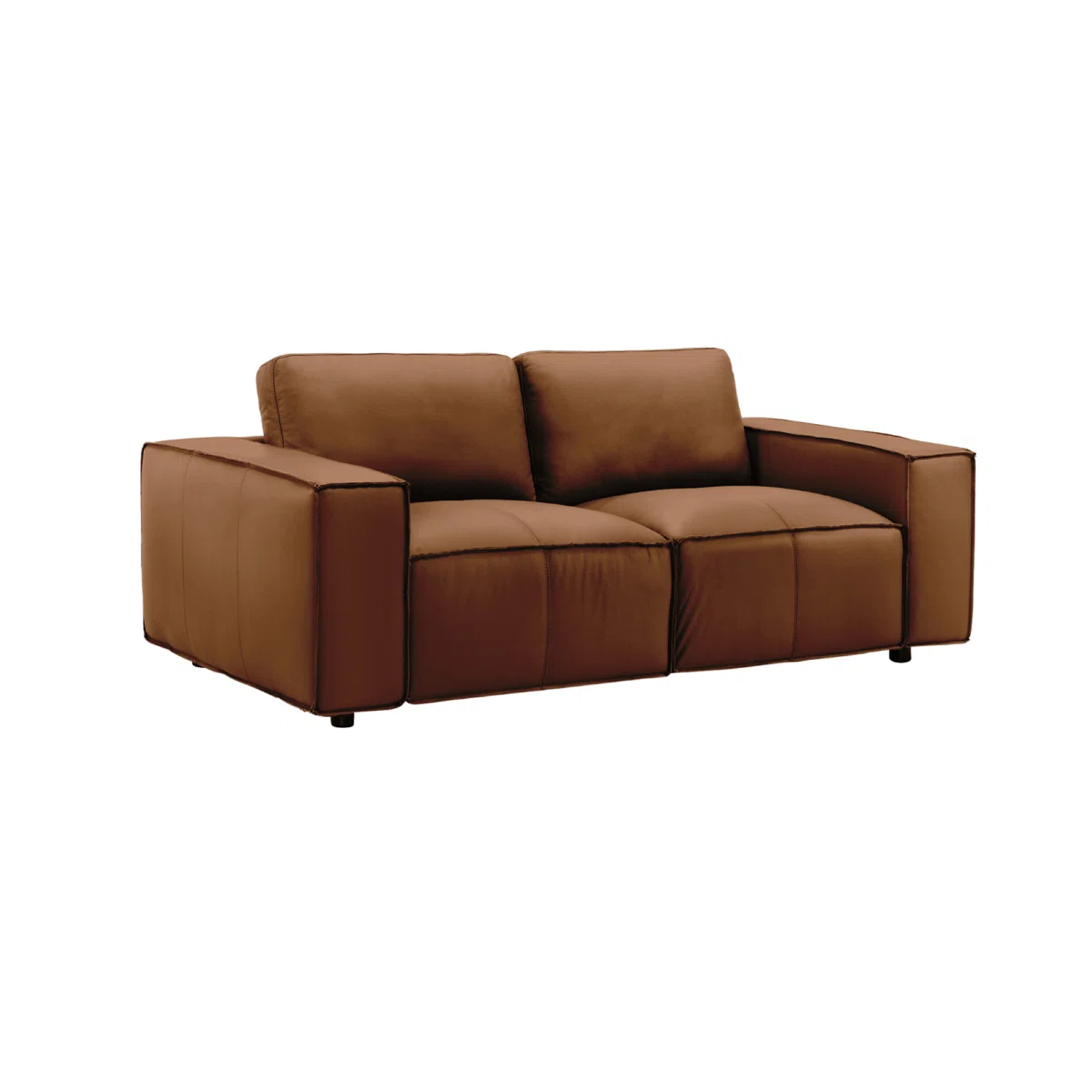 Classic Cognac Leather Loveseat