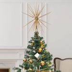 Rustic Wood Star Tree Topper with Gold Glitter