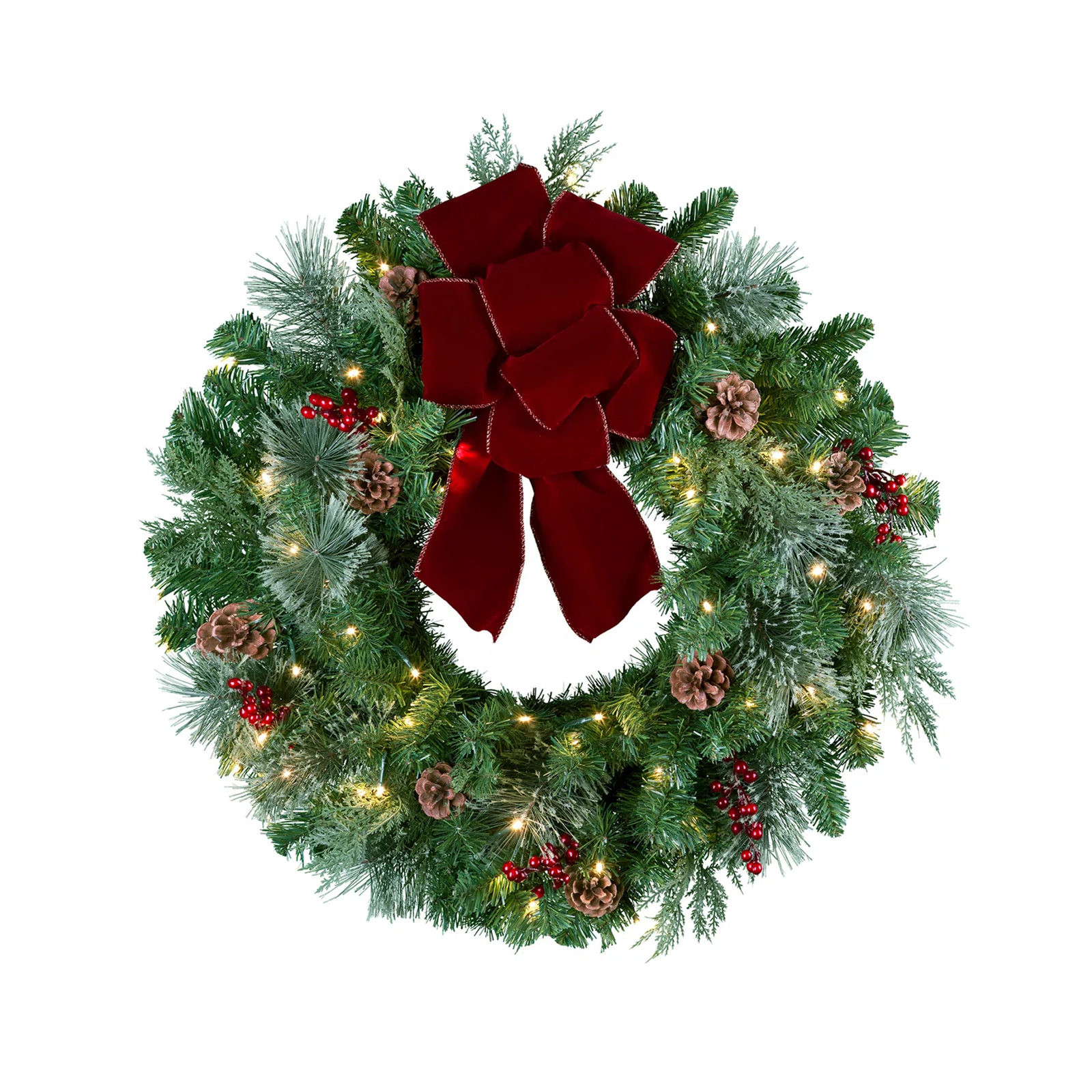 Luxury Red Poinsettia and Berry Christmas Wreath