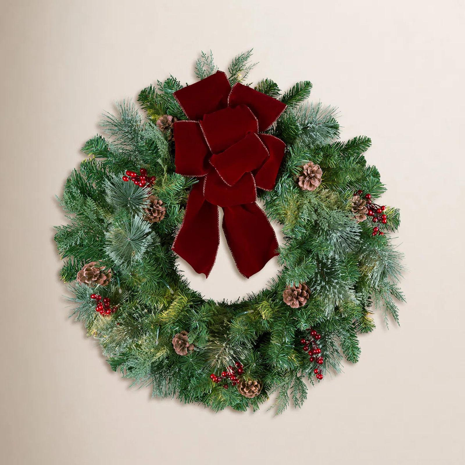 Luxury Red Poinsettia and Berry Christmas Wreath