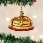 Golden Stack of Pancakes Glass Ornament