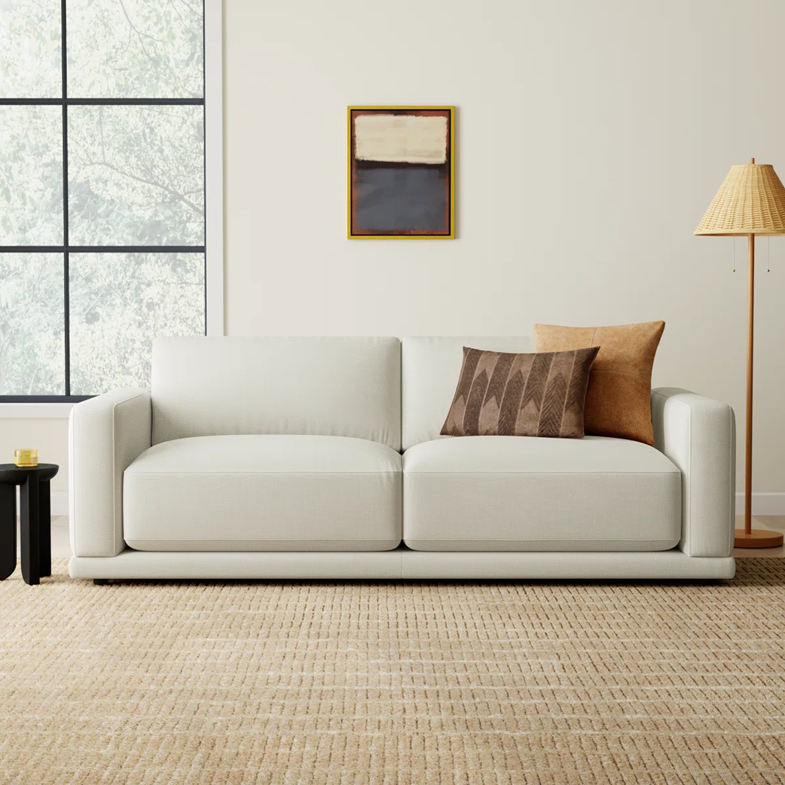 Structured Cream Fabric Sofa