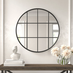 Grid Style Round Window Mirror