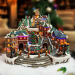 Rustic Brown Wooden Christmas Village Set (Pack of 4)