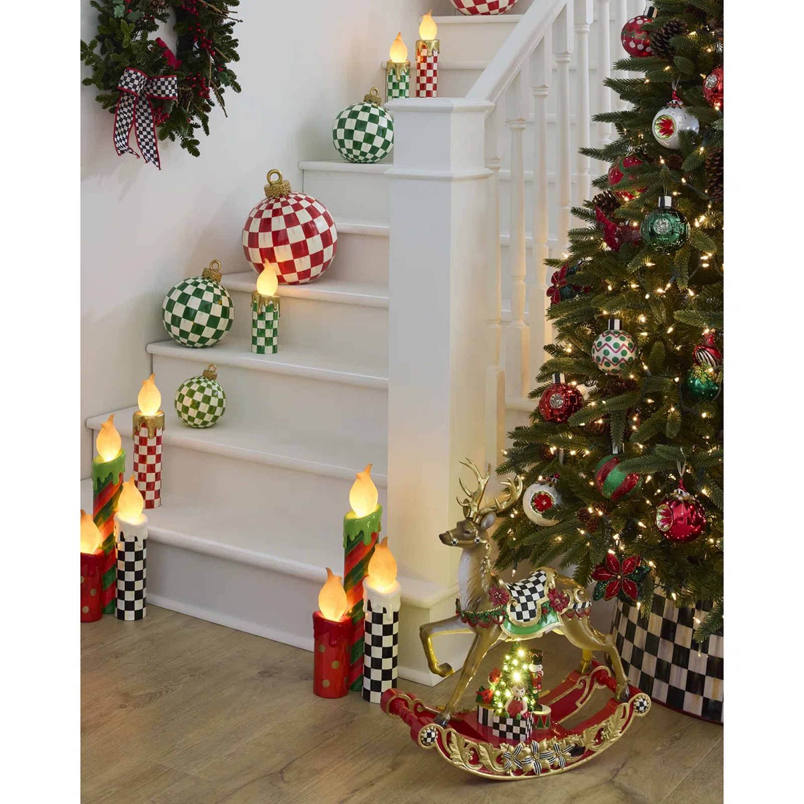 Festive Red and Green Pillar Candle Holder