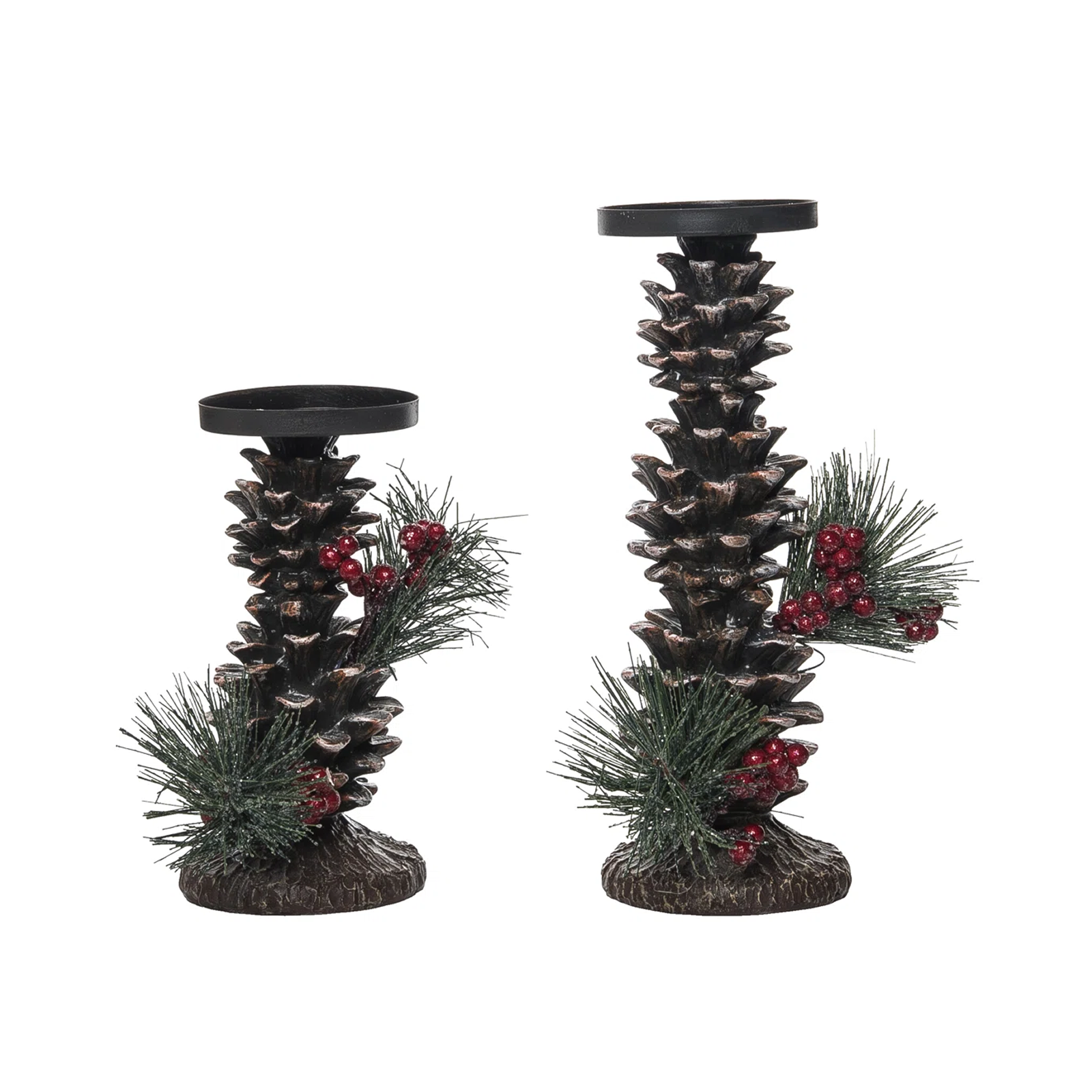 Tall Black Iron Candlestick Set