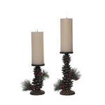 Tall Black Iron Candlestick Set