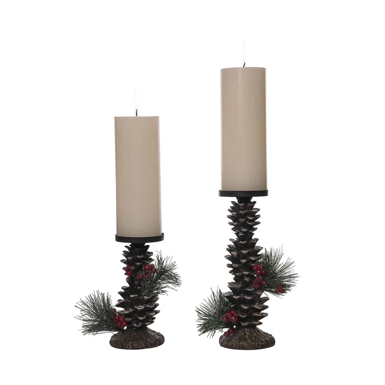 Tall Black Iron Candlestick Set