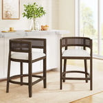 Brown Medium Stool with Wood Frame
