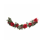 Red Berry & Poinsettia Accented Mantel Garland