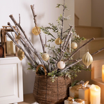 Natural Wooden & Ceramic Holiday Ornament Set