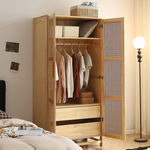 Beige Wooded 2-Door Wardrobe