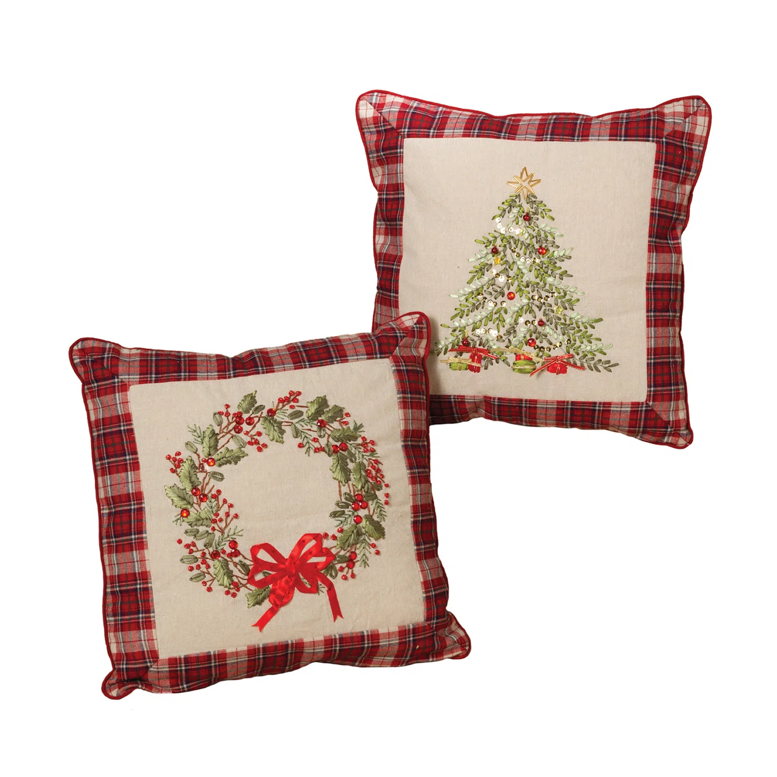 Evergreen Tree with Plaid Throw and Star Topper Bundle