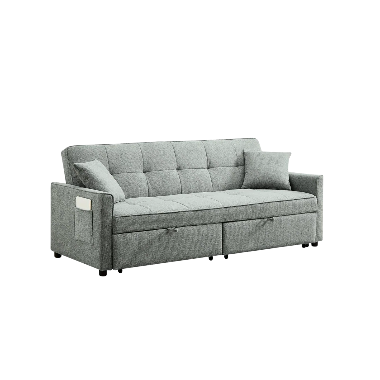 Light Grey L-Shape Sleeper Sofa with Pull-out Bed