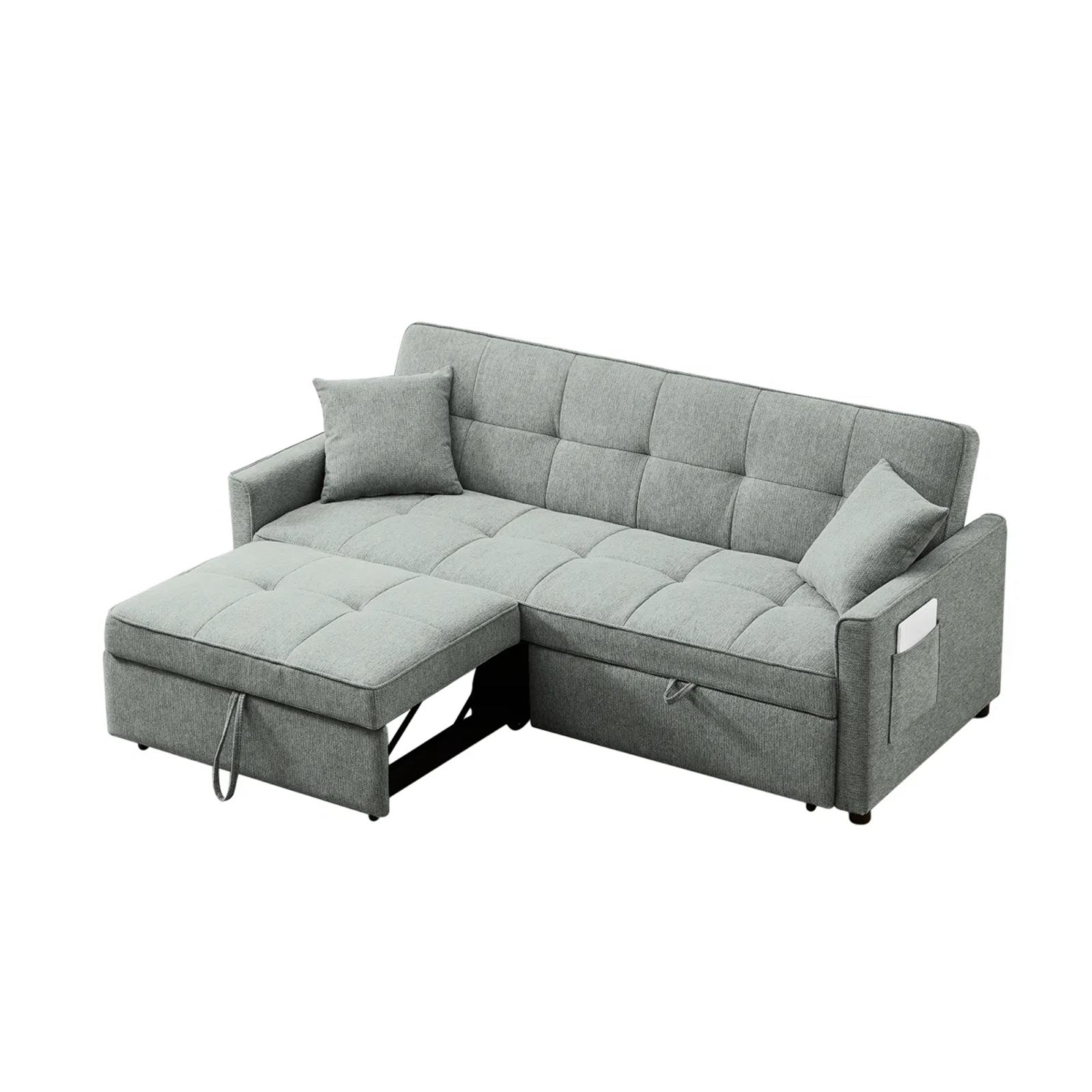 Light Grey L-Shape Sleeper Sofa with Pull-out Bed