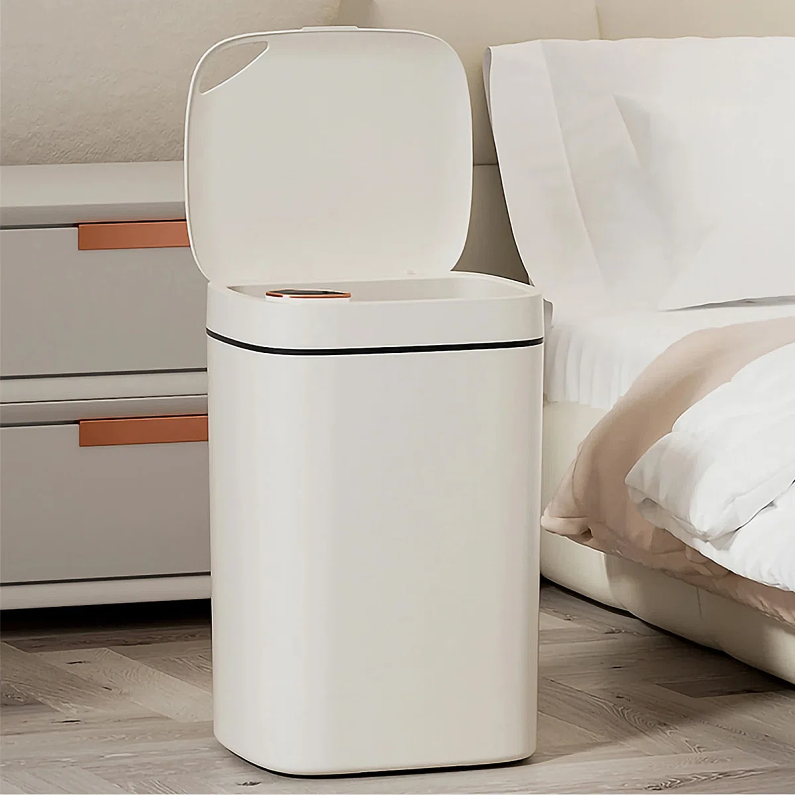 Slim Pedal Trash Bin – White