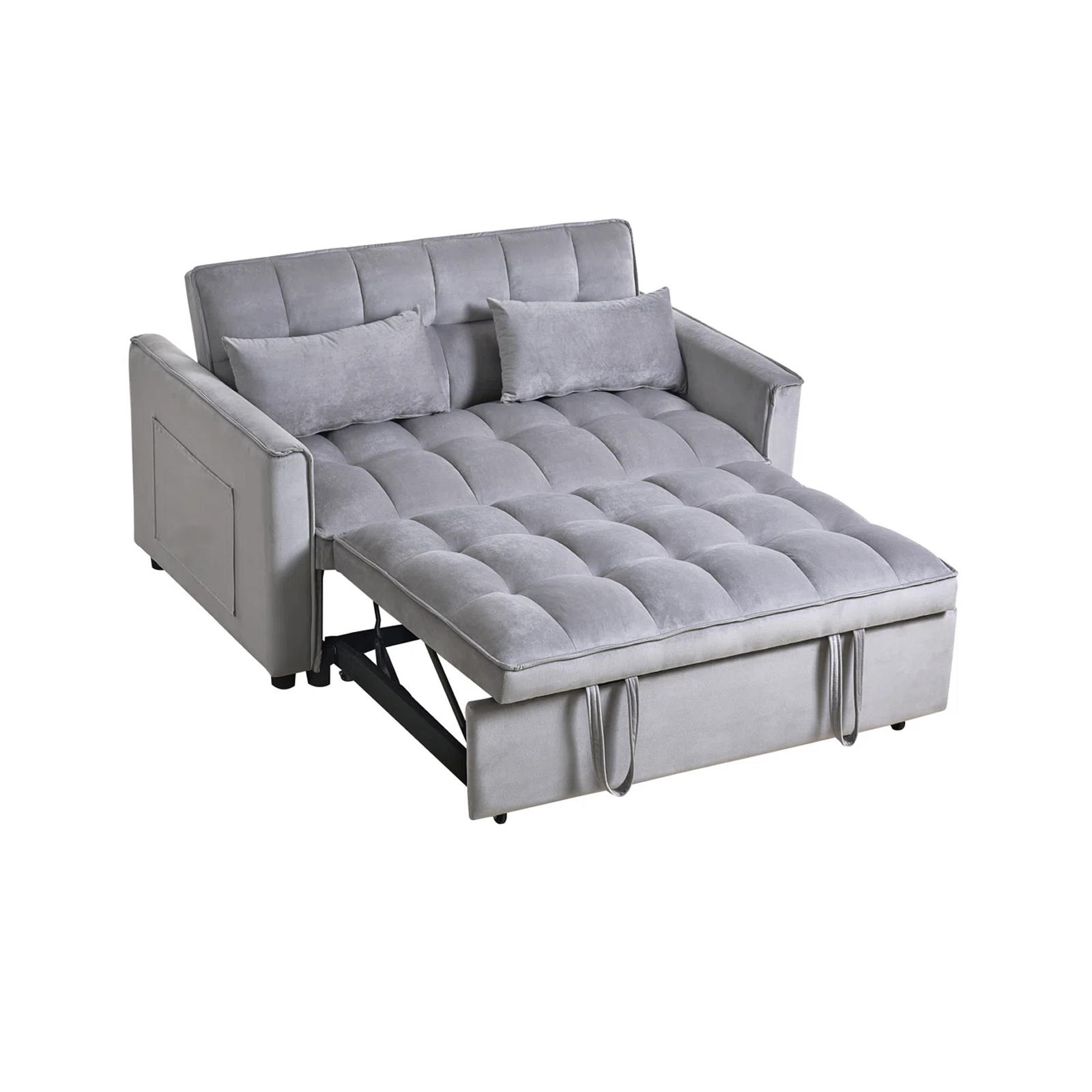 Compact Grey Loveseat Pull-out Sleeper