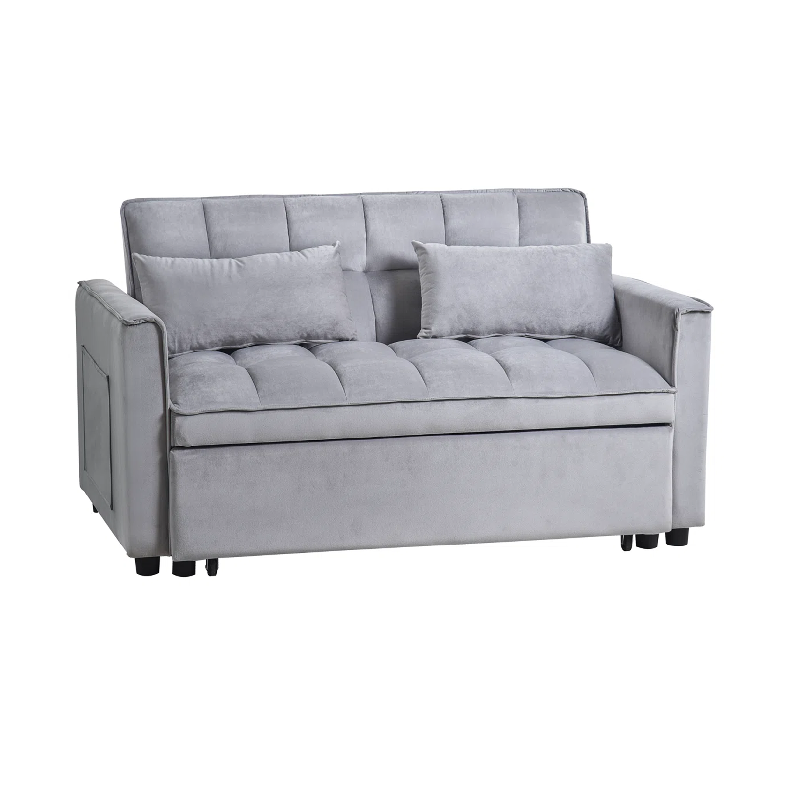 Compact Grey Loveseat Pull-out Sleeper