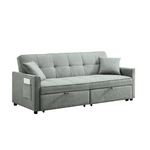 Textured Grey Compact Sectional with Ottoman