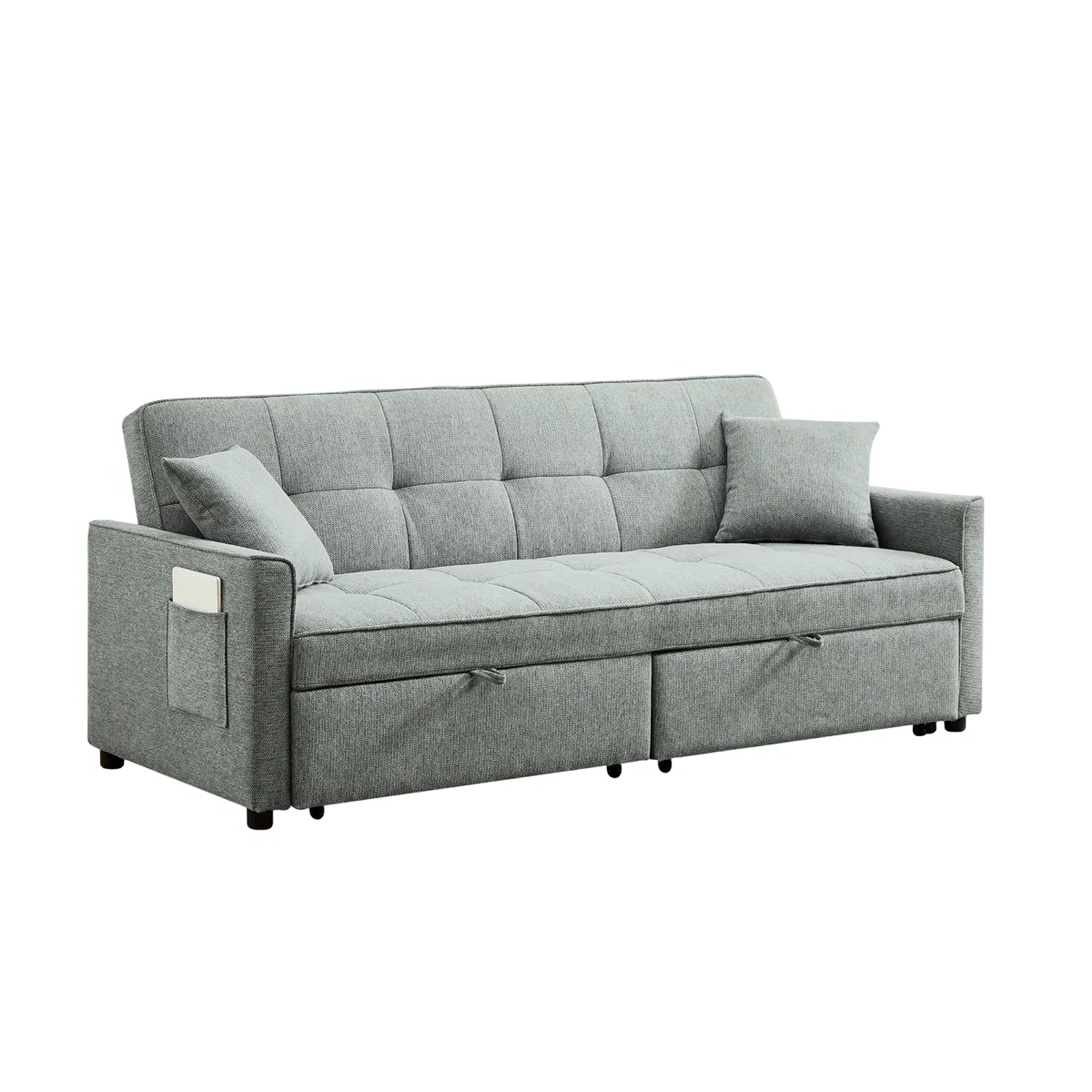 Textured Grey Compact Sectional with Ottoman