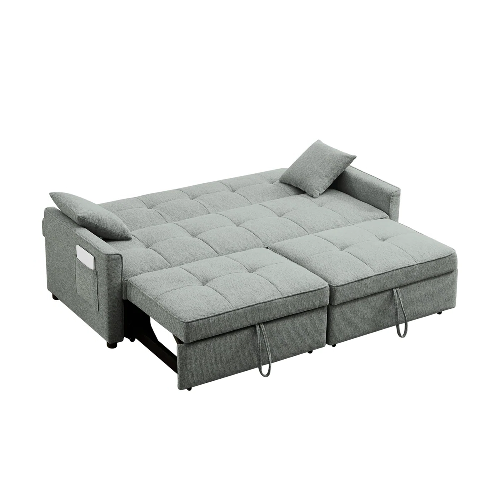 Textured Grey Compact Sectional with Ottoman