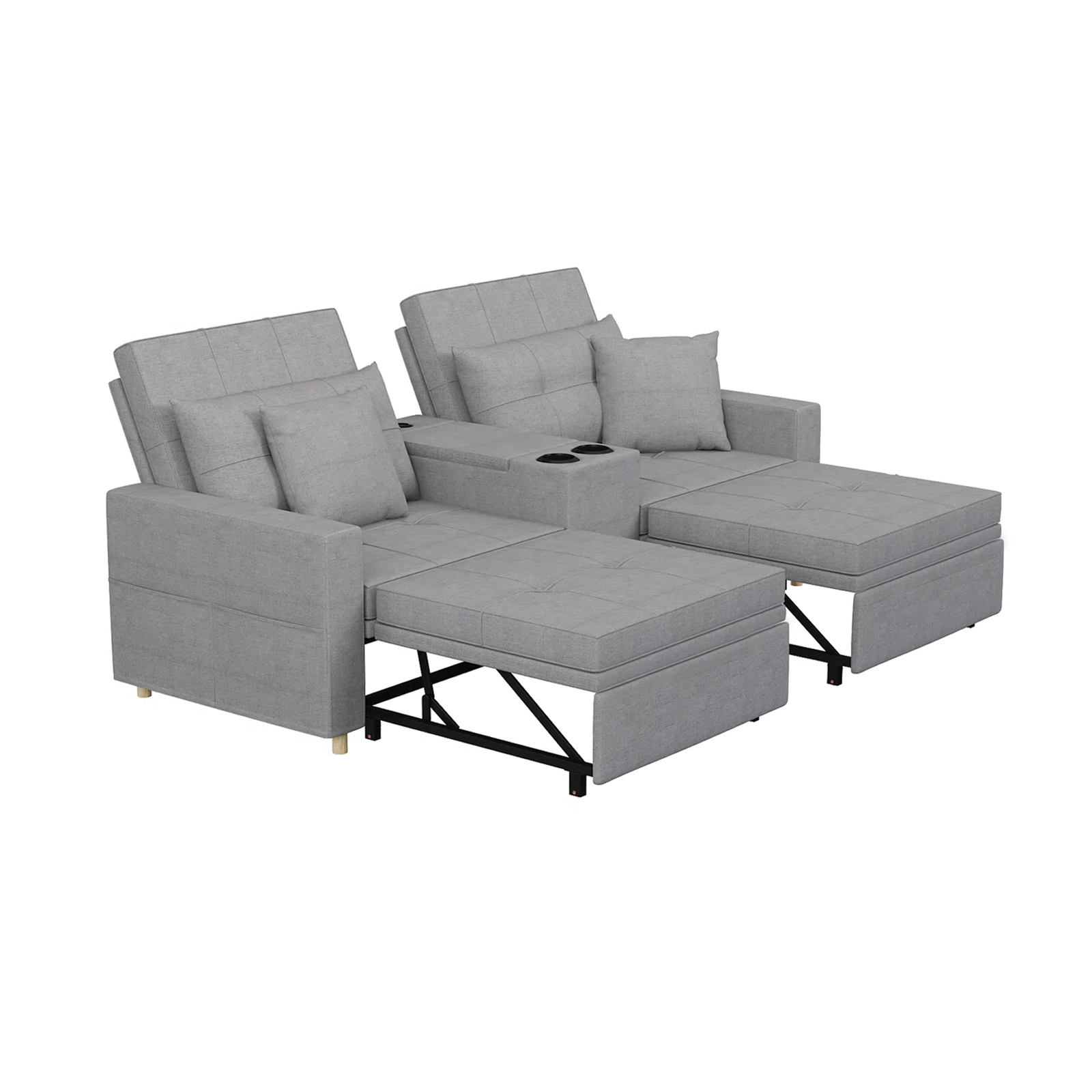 Slate Grey Modern Apartment Sofa with Chaise