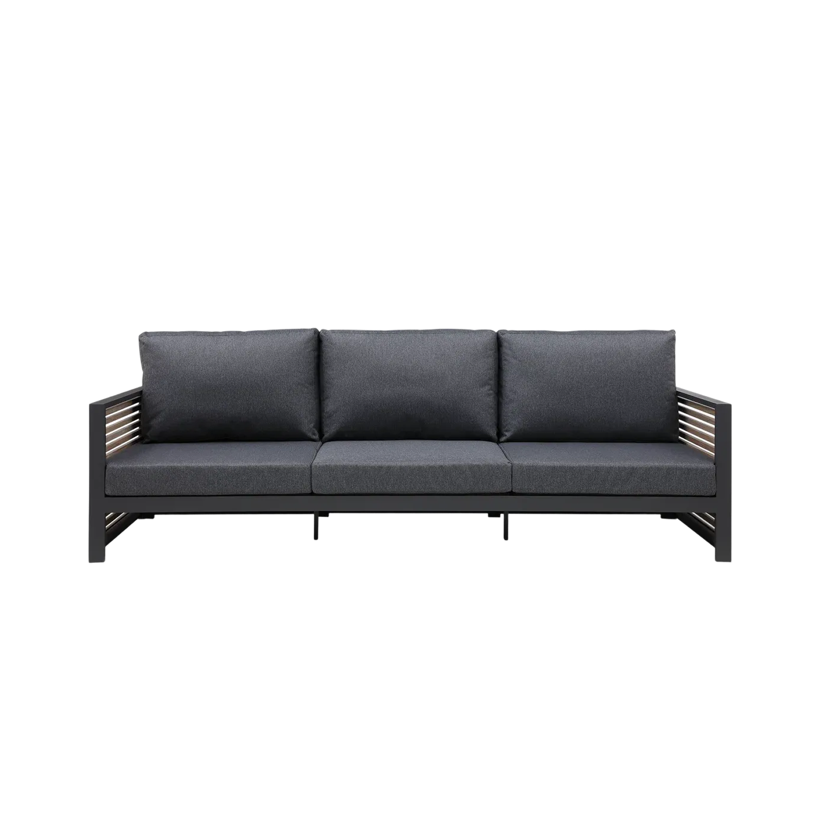 Black Wicker 3-Seater Outdoor Patio Sofa