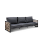 Black Wicker 3-Seater Outdoor Patio Sofa