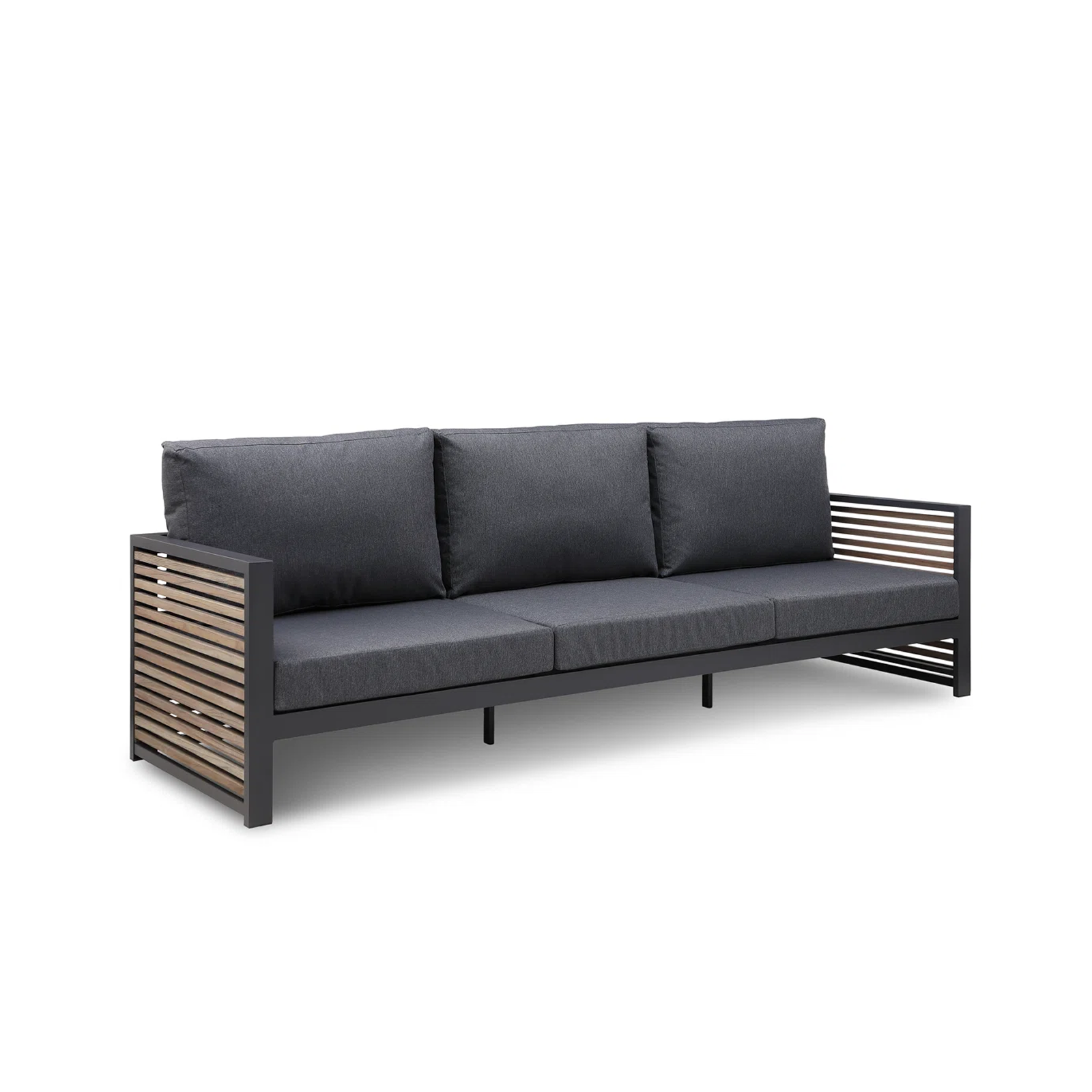 Black Wicker 3-Seater Outdoor Patio Sofa