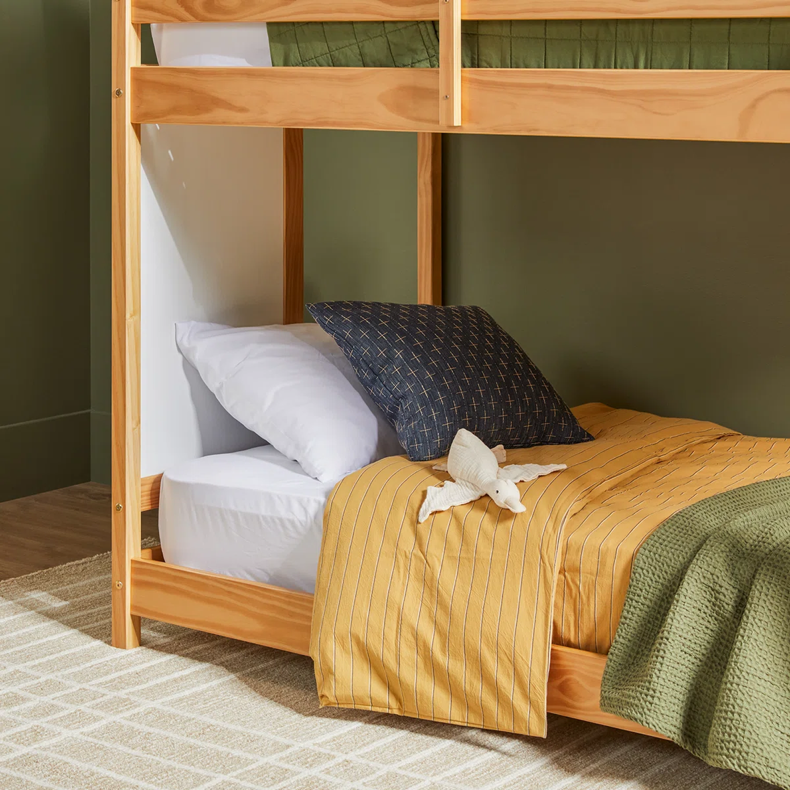 Yellow Wooden Bunk Bed