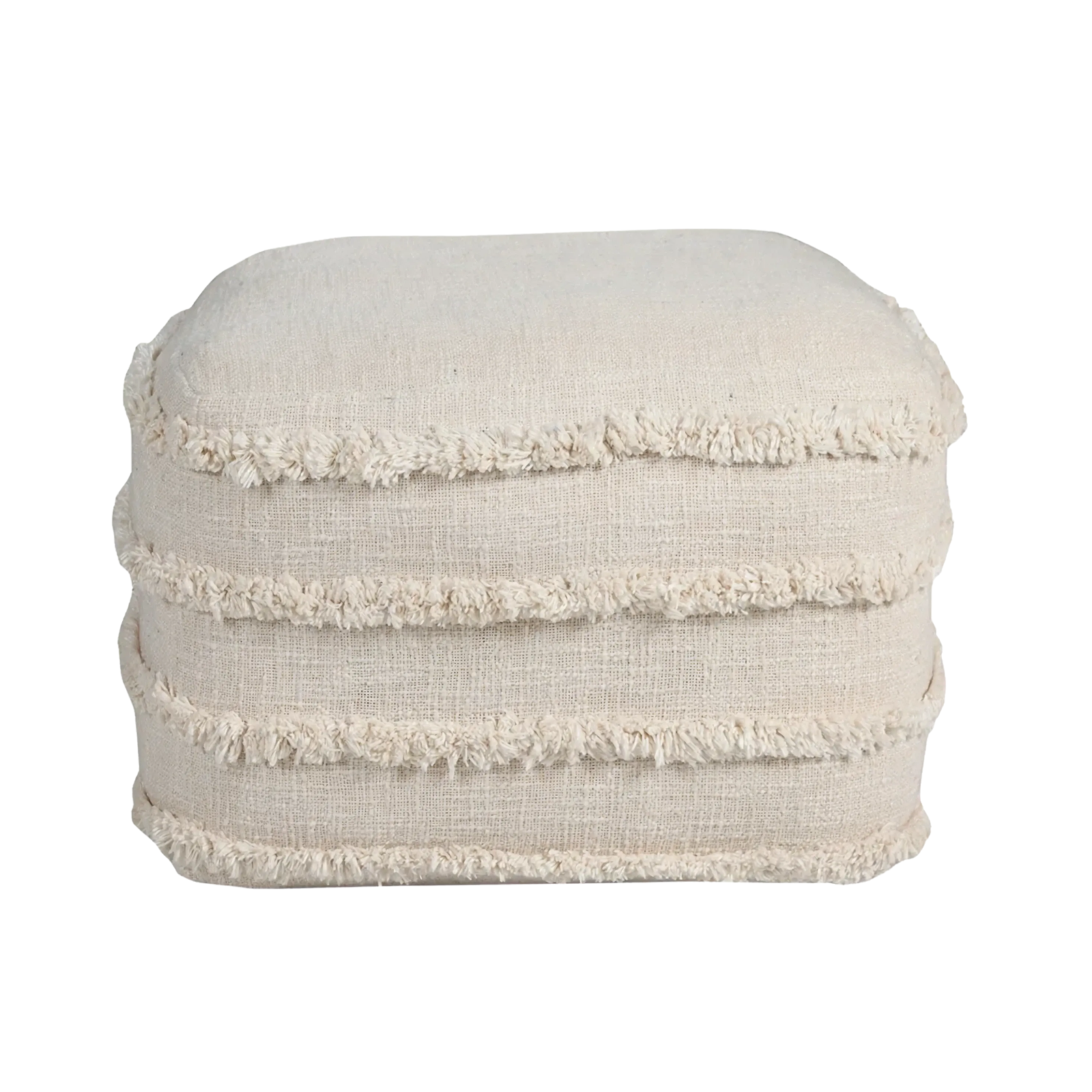 Cream Cotton Accent Ottoman