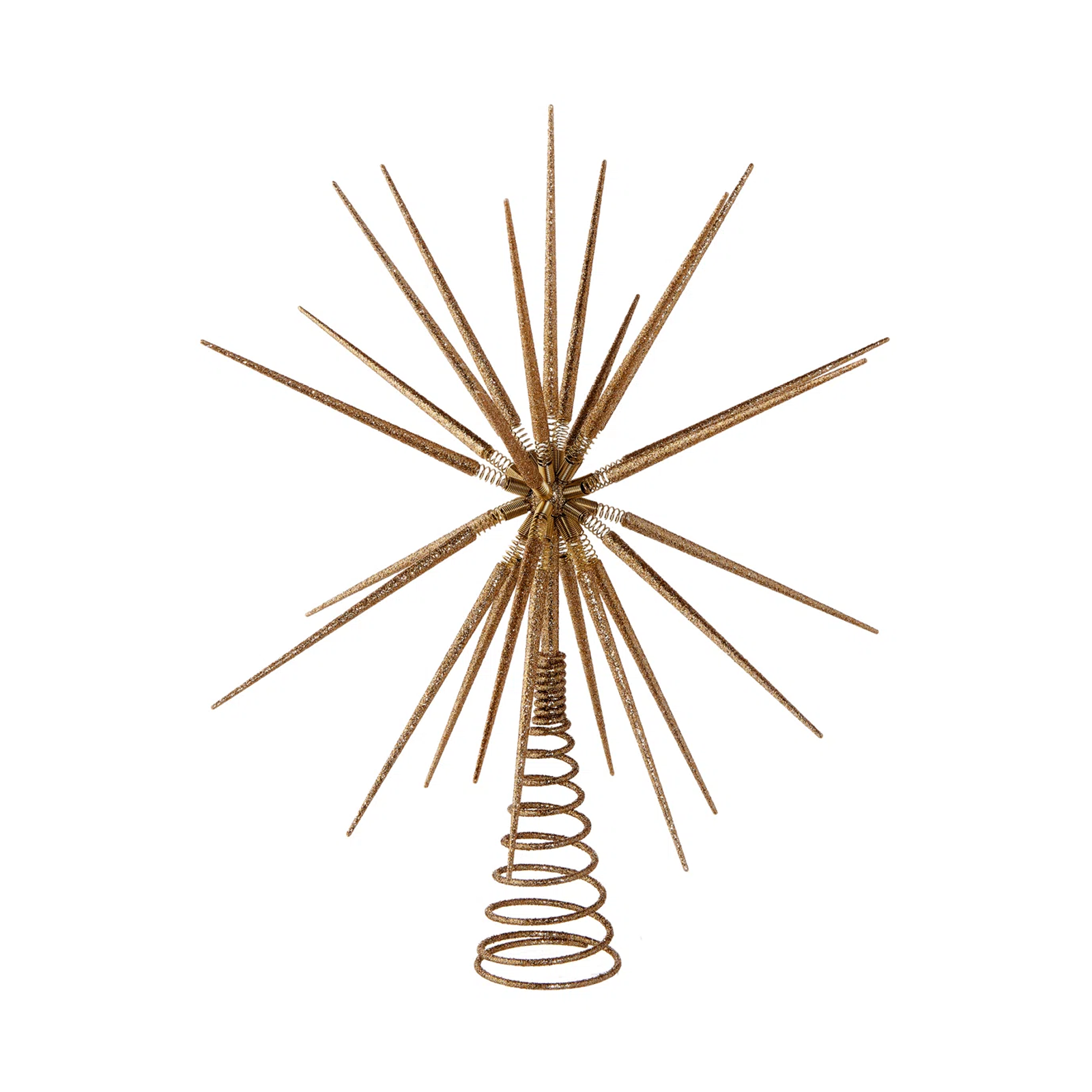 Rustic Wood Star Tree Topper with Gold Glitter