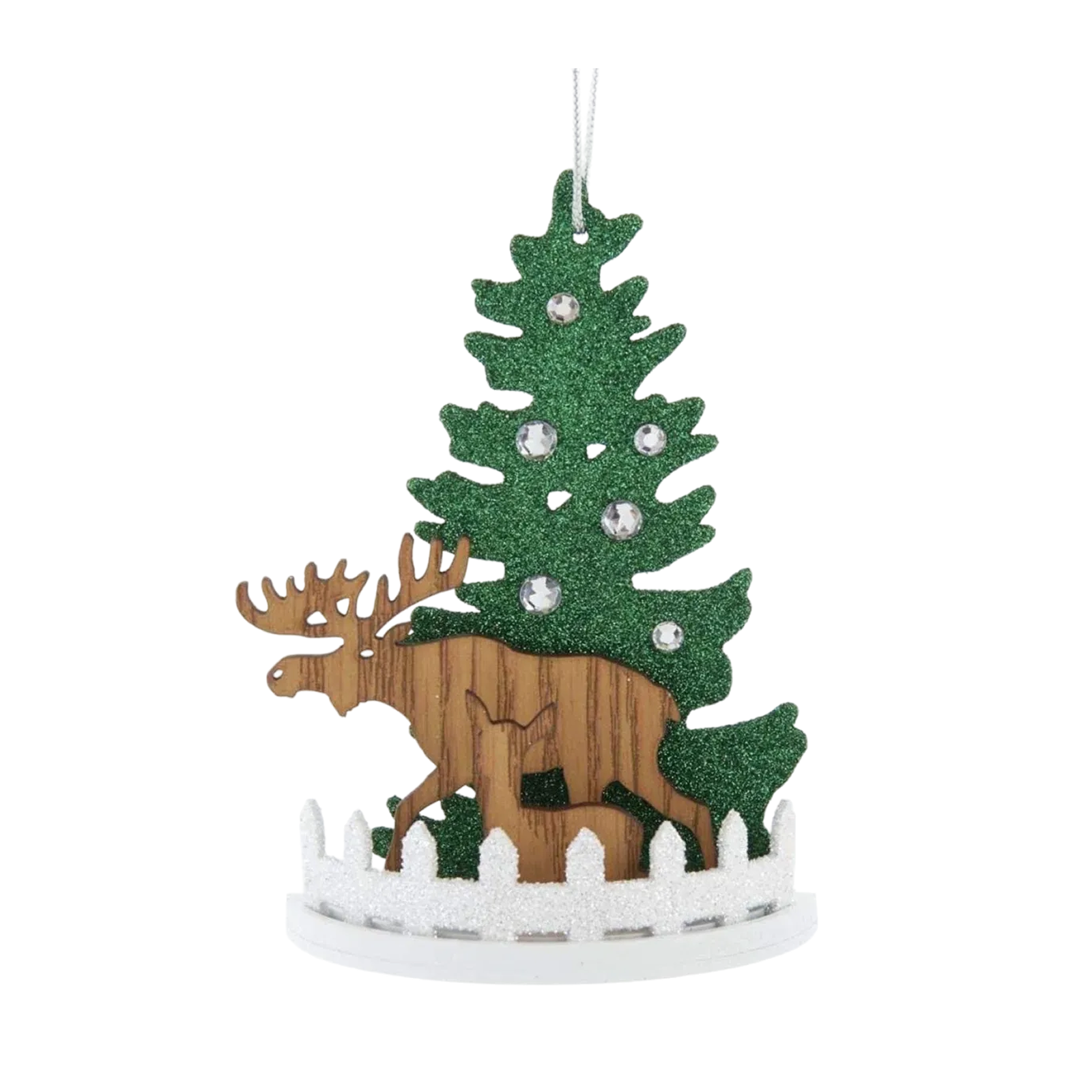 Rustic Moose & Pine Tree Ornament